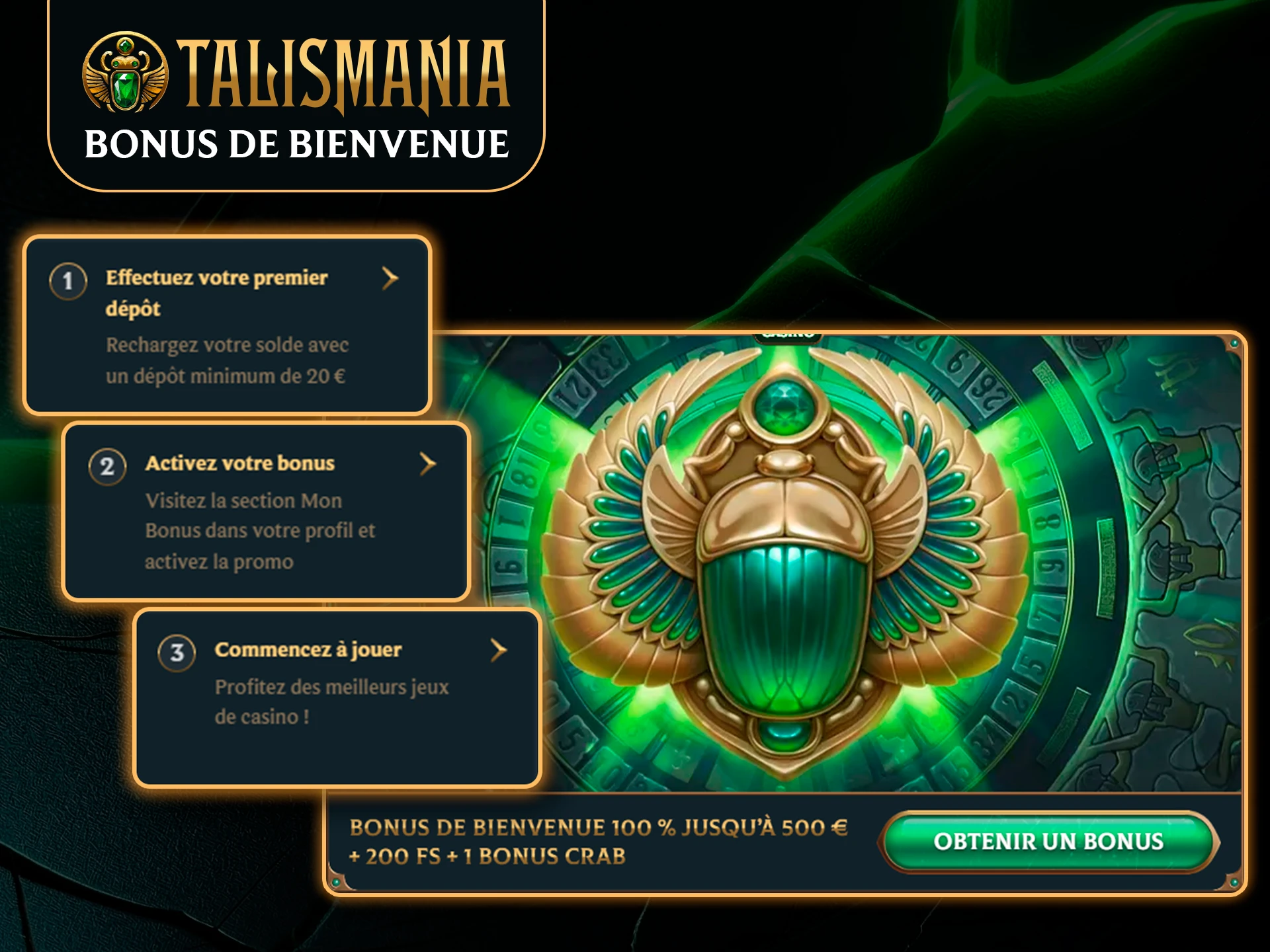 Offre de bienvenue exclusive pour les nouveaux inscrits Talismania.