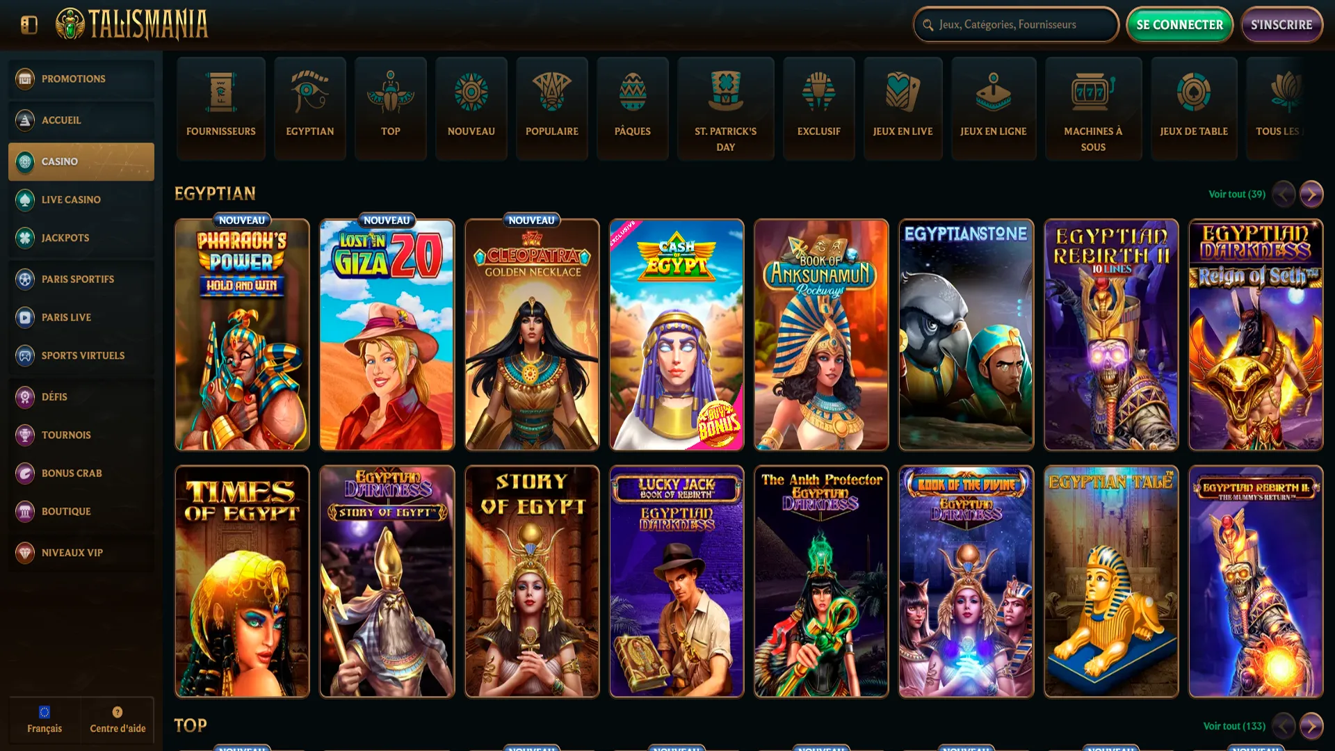 Explorez les meilleurs jeux de casino en ligne sur Talismania.