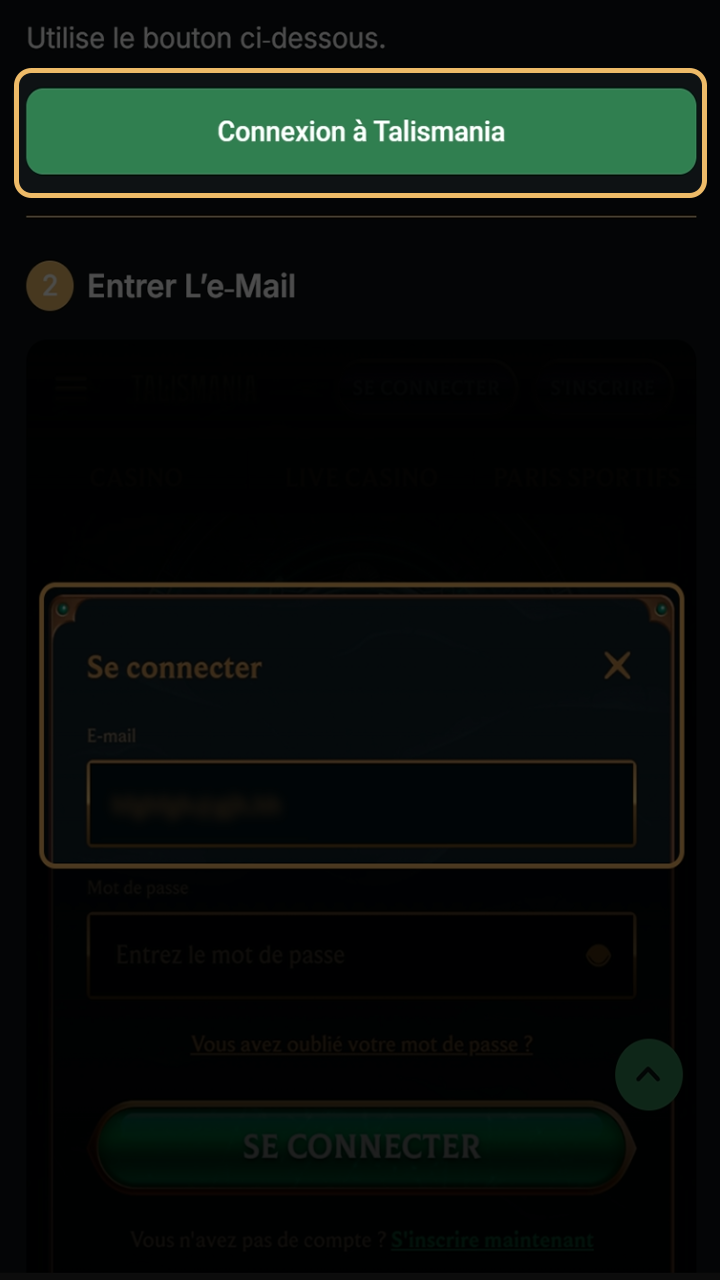 Bouton d'accès direct à votre profil utilisateur Talismania.